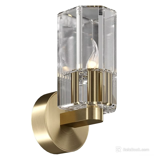 Modern Decorative Glass Wall Sconce With Golden Metal Base And Illuminated Light 3d model 