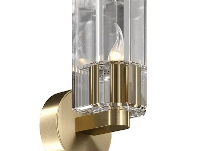 Modern Decorative Glass Wall Sconce With Golden Metal Base And Illuminated Light 3d model