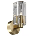 Modern Decorative Glass Wall Sconce With Golden Metal Base And Illuminated Light
