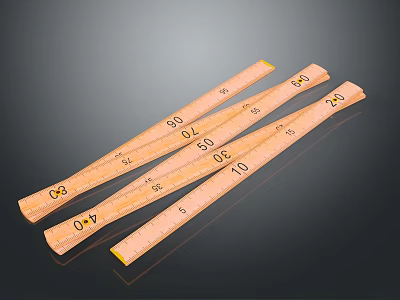 Wooden Measuring Rulers With Centimeter Scales For Craft And Study Use 3d model