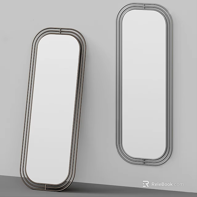 Modern Oval Mirrors With Brown And Gray Frames For Contemporary Decor 3d model