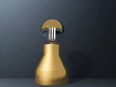 Modern Gold Table Lamp With Hemispherical Shade And Conical Base 3d model