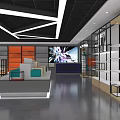 Specialty Store Interior With Modern Display Shelves Spacious Aisle And Lighting