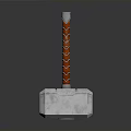 Mythical Weapon Design With Silver Grooved Hammerhead Red Spiral Handle