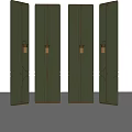 Green Folding Screen With Glass Panels Metal Frame And Decorative Wall Sconces