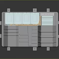 3D Rendered Industrial Component With Gray Base White Modules Orange Strip And Mounting Brackets