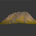 Detailed Mountain Terrain Model With Yellow Landform And Rock Textures