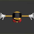 Game Movie Character Yellow Cartoon Wearing Black Hat Glasses And Red Shoes With Arms Outstretched
