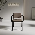 Modern Single Chair With Light Brown Leather Seat And Black Metal Frame