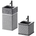 Two Natural Textured Stone Washbasins with Black Faucets Modern Bathroom Design