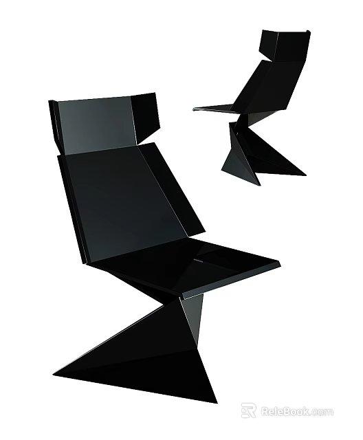 Modern Black Leisure Chair With Geometric Shape Unique Structure Sleek Surface Indoor Home Decor 3d model 