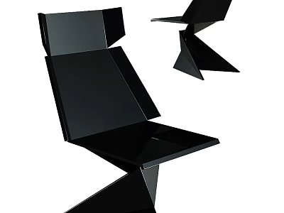 Modern Black Leisure Chair With Geometric Shape Unique Structure Sleek Surface Indoor Home Decor 3d model