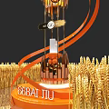 Decorative Installation With Orange Spiral Structure Wheat Ears Surrounding And Illuminated Top