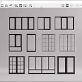 Black And White Window Collection With Various Simple Line Styles And Designs 3d model