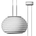 Modern Ribbed Glass Pendant Light With Illuminated Warm Glow And Sleek Metal Frame