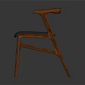 Modern Leisure Chair with Curved Wooden Frame and Gray Padded Seat