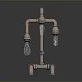 Stylish Industrial Copper Pipe Lighting Combination With Three Clear Glass Bulbs