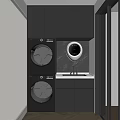 Sleek Modern Balcony Cabinet Design With Stacked Washer Dryer Sink And Storage
