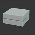Minimalist Decorative Ornament Set With White Square Box Golden Trim And Reflection On Black Background