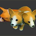 Adorable Orange And White Corgi Stuffed Toys With Black Eyes Nose And Tongue Out