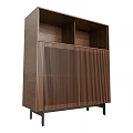 Modern Wooden Sideboard With Vertical Slatted Doors And Black Legs Design