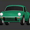Green Vintage Two Door Sports Car With Black Windows And Silver Wheels
