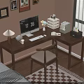 Wooden Desk With Computer Monitor Lamp Storage Box Books And Chair In Cozy Room