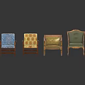 Four Different Armchairs With Various Colors Patterns And Unique Design Styles
