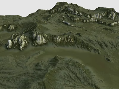 Natural Garden Landscape With Rolling Hills Rocks And Lush Green Vegetation 3d model
