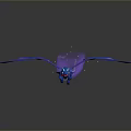 Ethereal Blue Dragon Soaring Through Dark Sky With Purple Glowing Wings And Sparkling Stars