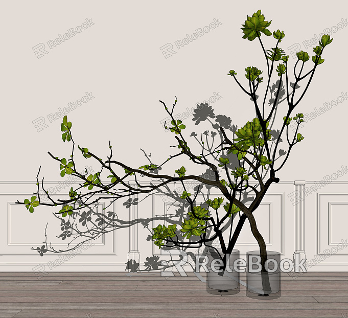 Modern vase potted plant combination model