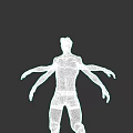 Shirtless Multiple Armed 3D Game Movie Character With Black Shorts And Dark Background