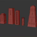 European Architectural Models Featuring Classical Towers And Ornate Stone Facades