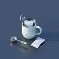 Stylish Dotted Mug With Tea Bags Small Spoon And Teabag Packet For Daily Use