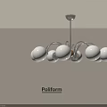 Poliform Modern Chandelier with White Spherical Glass Shades and Metal Frame