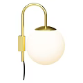 Modern Golden Wall Lamp With Metal Bracket And White Spherical Lampshade