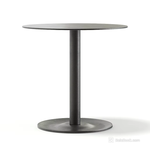 Black Round Metal Table With Slim Central Leg And Circular Base 3d model 