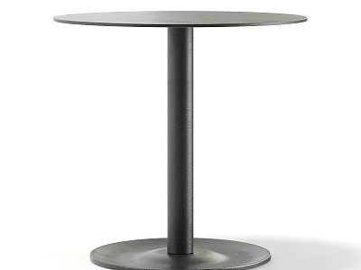 Black Round Metal Table With Slim Central Leg And Circular Base 3d model