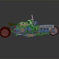 Detailed Vintage Motorcycle Design Featuring Leather Seat Metallic Body And Off Road Tires
