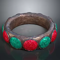 Handcrafted Copper Bracelet With Red And Green Circular Decorations For Daily Use
