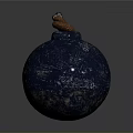 Solid Gray Spherical Bomb With Rustic Cracked Surface And Short Metallic Fuse 3d model
