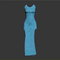 Blue Patterned Fitted Evening Dress with Side Cutouts and Slim Silhouette 3d model