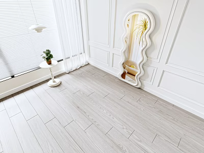 Bright Room With Light Wood Flooring And Minimalist Decor 3d model