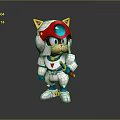 3D Cartoon Character With Red Helmet Yellow Cat Ears And White Blue Outfit Holding Tool