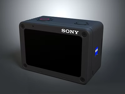 Sony Black Compact Computer Monitor With Screen Red Button And Blue Logo 3d model