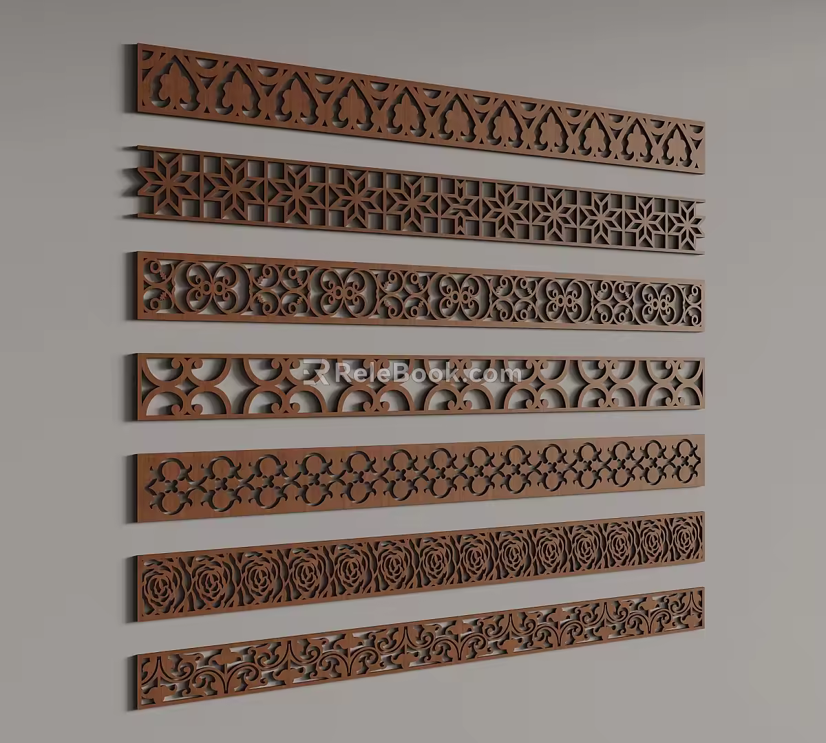 New Chinese style window grilles line pane 3d model