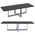 Modern Rectangular Dining Table With Black Tabletop And Metal Legs Design 3d model