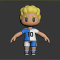 Cartoon Man With Blonde Hair In Blue And White Jersey Number 10 Shorts And Sneakers