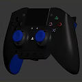 Black Game Controller with Blue Thumbsticks and Multi Colored Action Buttons Design