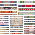 Decorative Long Strip Pendants with Various Colors and Intricate Traditional Patterns